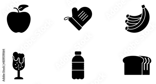 Food & Drinks Glyph Icon pictogram symbol visual illustration Set