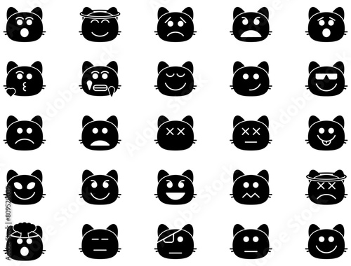 Cat Smiley Glyph Icon Smiley Face Emoji pictogram symbol visual illustration Set