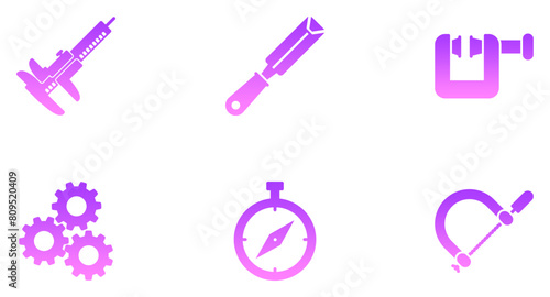 
Hand Tools Glyph Gradient Icon pictogram symbol visual illustration Set

