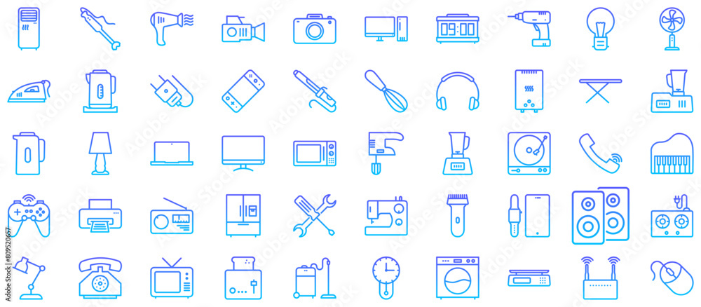 Electronics Line Gradient icon pictogram symbol visual illustration Set Electronics Line Gradient icon pictogram symbol visual illustration Set