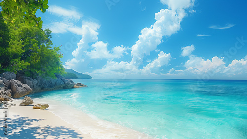 南国の綺麗な珊瑚の海と夏空 ©  D Seraph 