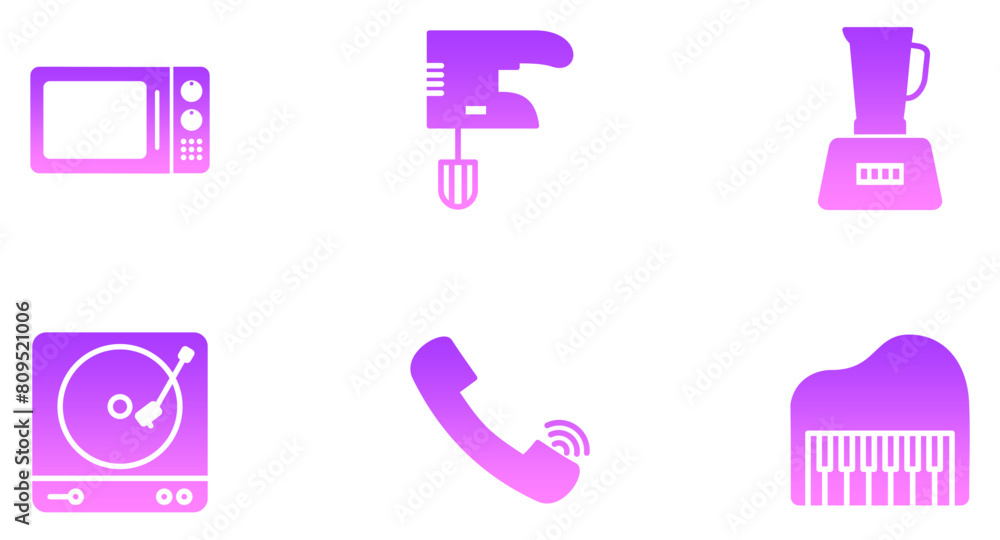 Electronics Glyph Gradient icon pictogram symbol visual illustration Set Electronics Glyph Gradient icon pictogram symbol visual illustration Set