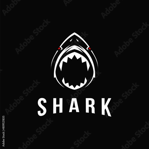 Aggressive powerful shark logo icon vector template on black background