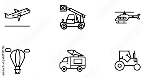 Transportation line icon pictogram symbol visual illustration Set