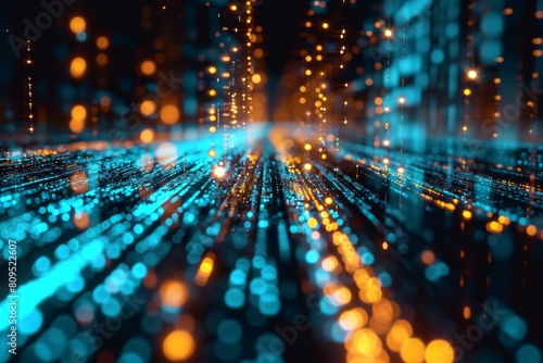 Wallpaper Mural Data flow concept background, Network security, Wave of dots, and weave lines. Abstract Background for design on the topic of cyberspace, AI generated Torontodigital.ca