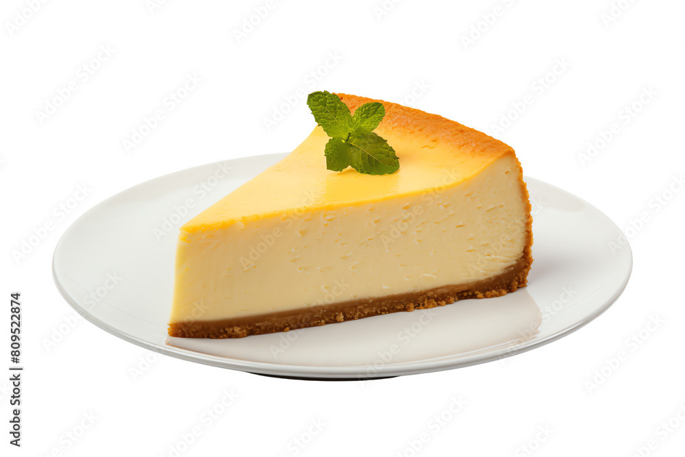 New York-style cheesecake is a rich and dense cake with a graham cracker crust. It is typically made with cream cheese, sugar, eggs, and vanilla extract, transparent background New York-style cheesecake is a rich and dense cake with a graham cracker crust. It is typically made with cream cheese, sugar, eggs, and vanilla extract, transparent background