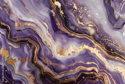 Elegant Purple and Gold Marble Texture for Luxurious Design. Abstract Art for Backgrounds and Wallpapers. Soft Hues and Dynamic Flow. Generative AI