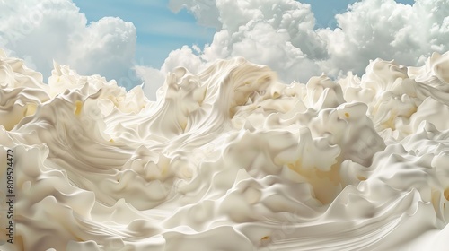 whipped cream white clouds, copy and text space, 16:9 photo
