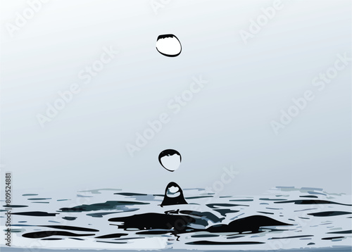 Waterdrops causing ripples on water surface
