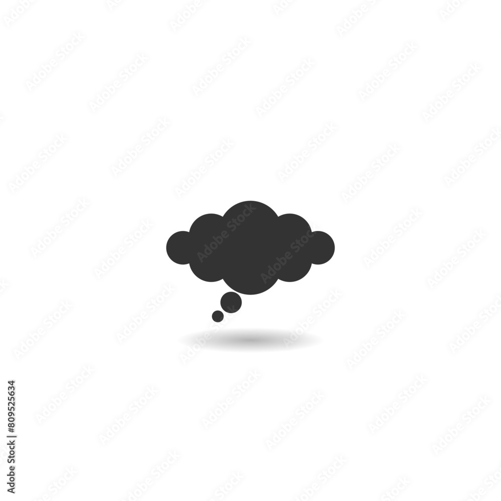 Thought bubble thinking cloud icon with shadow