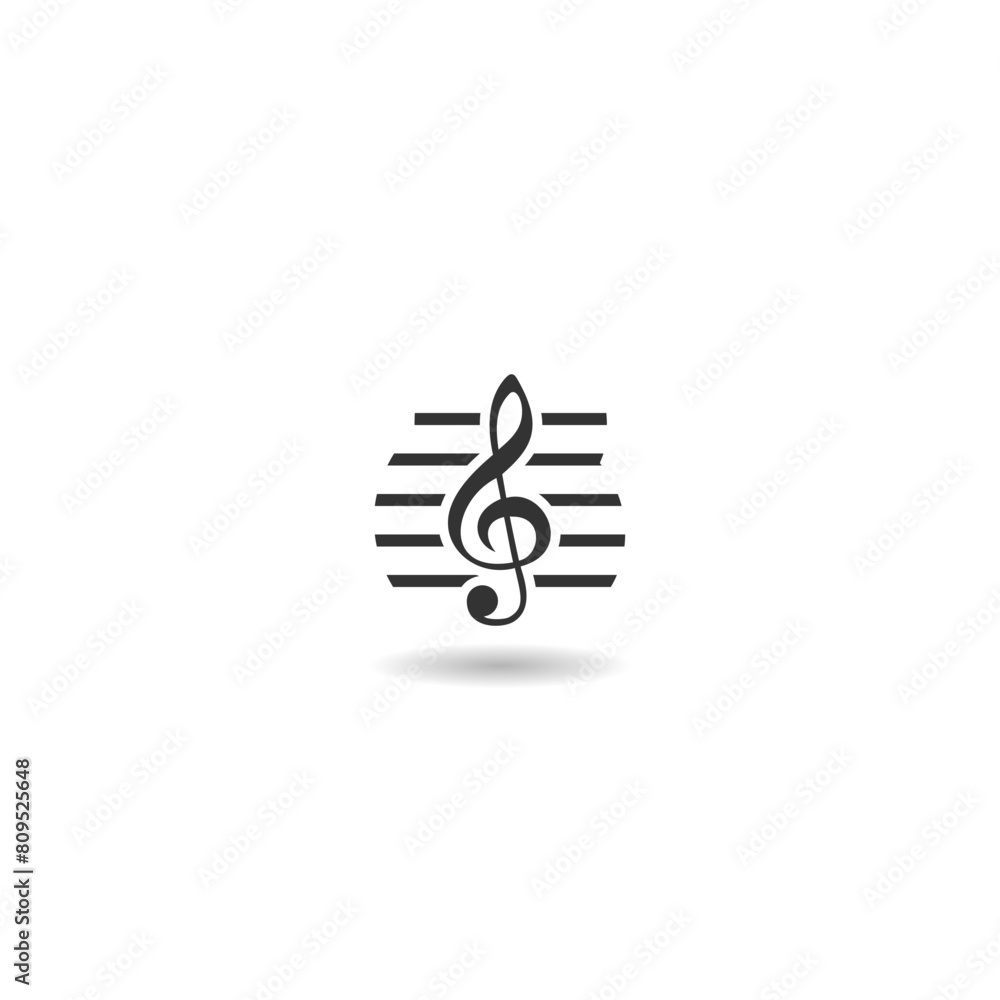 Music violin clef sign icon with shadow Music violin clef sign icon with shadow