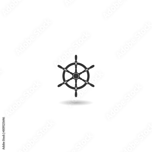 Ship steering wheel icon with shadow