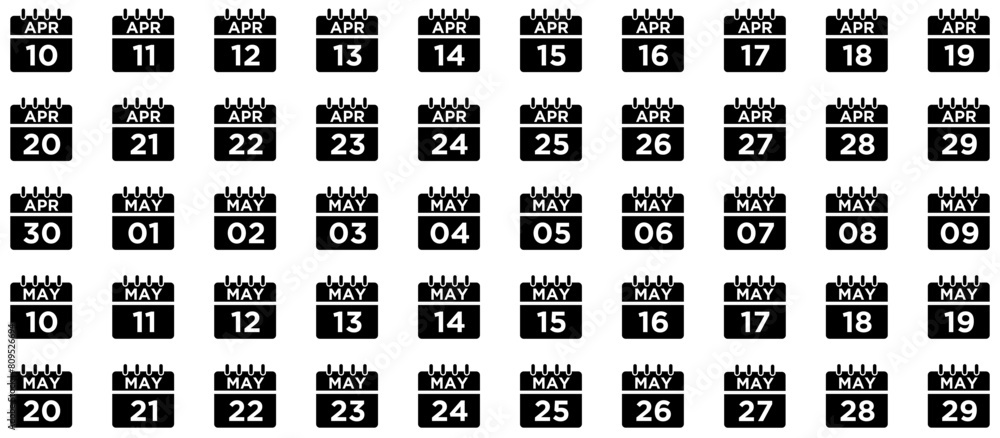 Fototapeta premium Calendar Glyph Icon pictogram symbol visual illustration Set