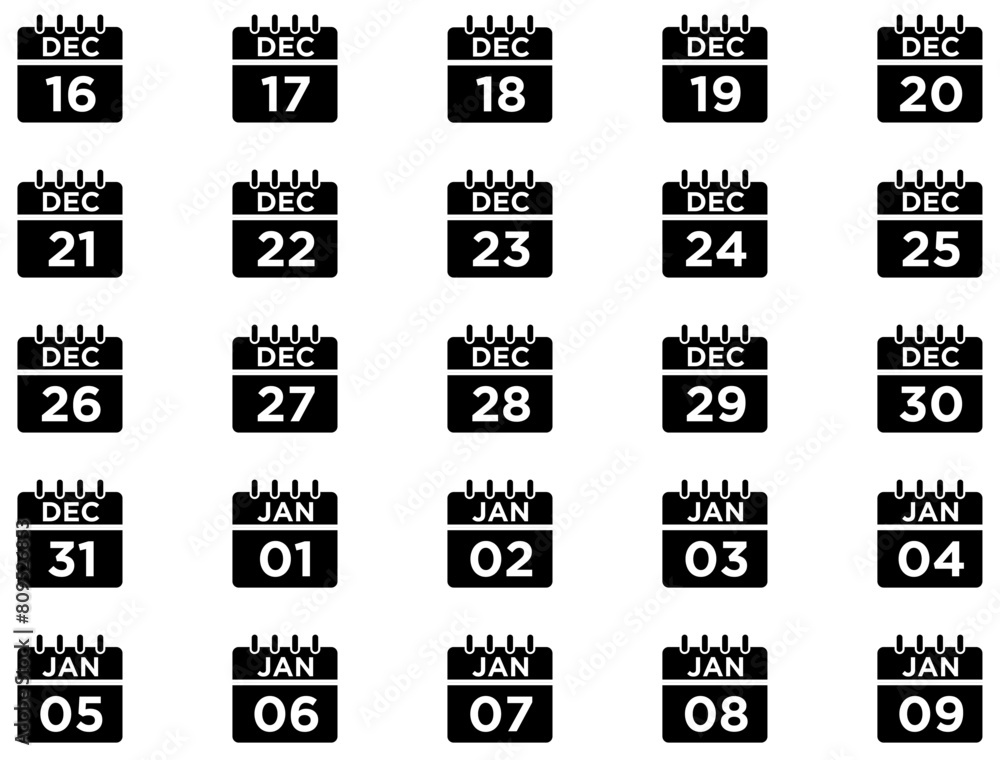 Obraz premium Calendar Glyph Icon pictogram symbol visual illustration Set