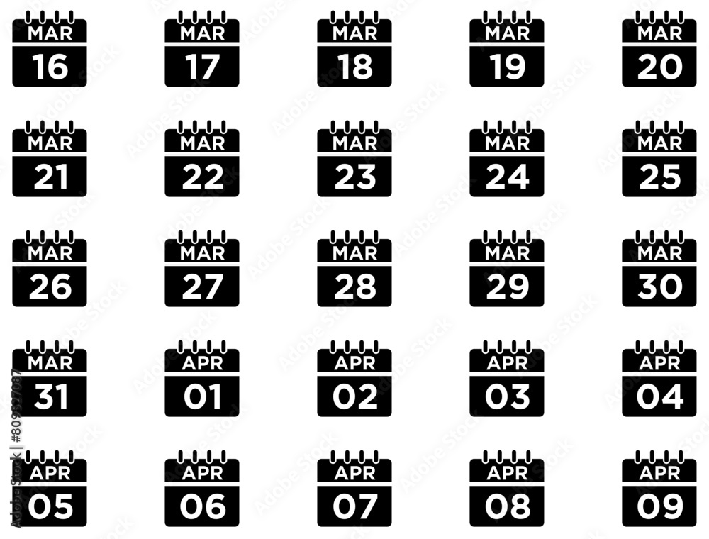 Obraz premium Calendar Glyph Icon pictogram symbol visual illustration Set