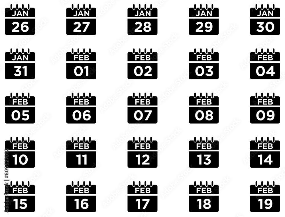 Obraz premium Calendar Glyph Icon pictogram symbol visual illustration Set