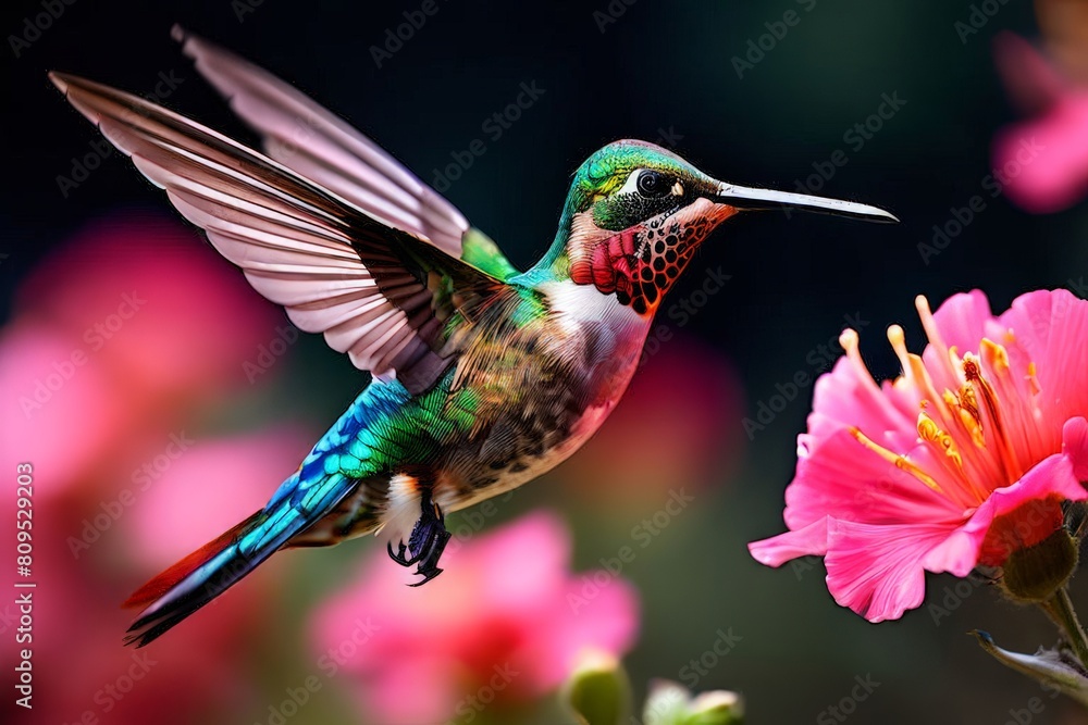Delicate ballet of a hummingbird as it hovers and then gracefully lands on a slender branch Delicate ballet of a hummingbird as it hovers and then gracefully lands on a slender branch