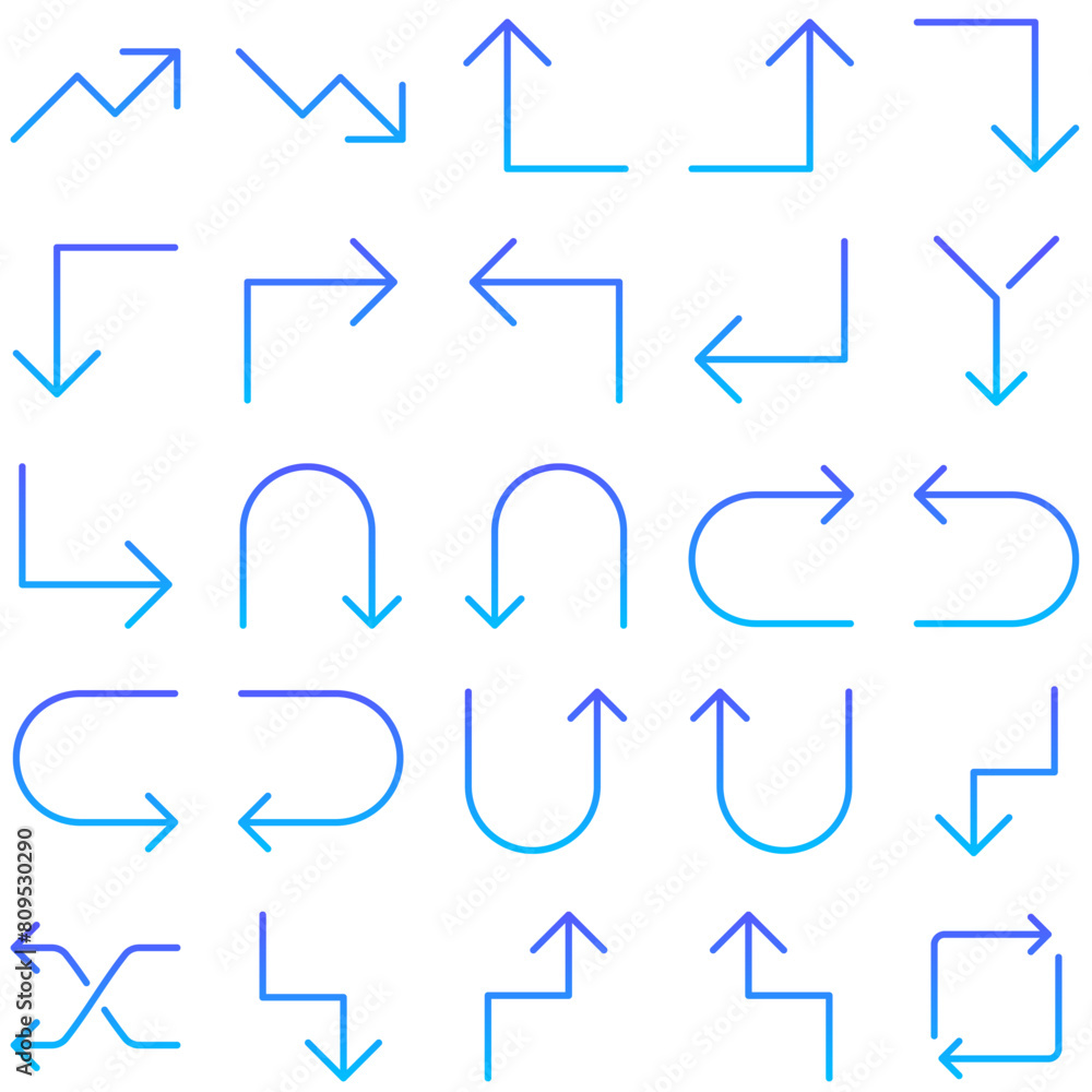 Arrow Line Gradient Icon pictogram symbol visual illustration Set Arrow Line Gradient Icon pictogram symbol visual illustration Set