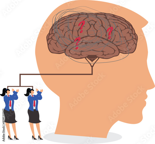 Foolish or ignorant, religious, ideology controlled, brainwashed, made to believe, mentally ill or psychologically sick, a bunch of businesswomen's brains wired by a giant's brain