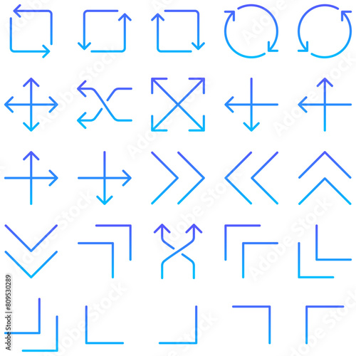 Arrow Line Gradient Icon pictogram symbol visual illustration Set