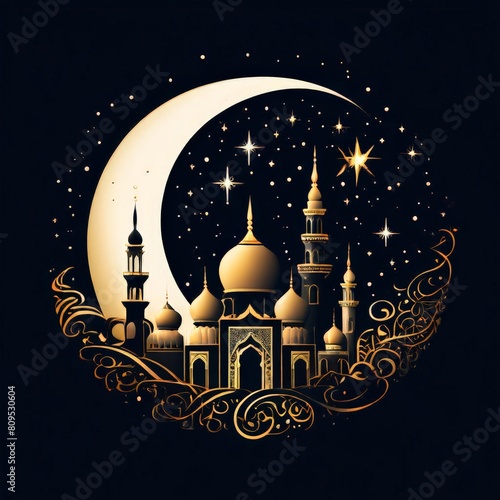 Wallpaper Mural 3d rendered photo of Eid al fitr poster template with mosque Torontodigital.ca