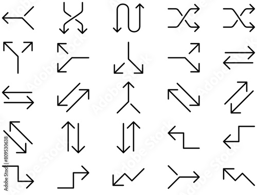 Arrow Line Icon pictogram symbol visual illustration Set