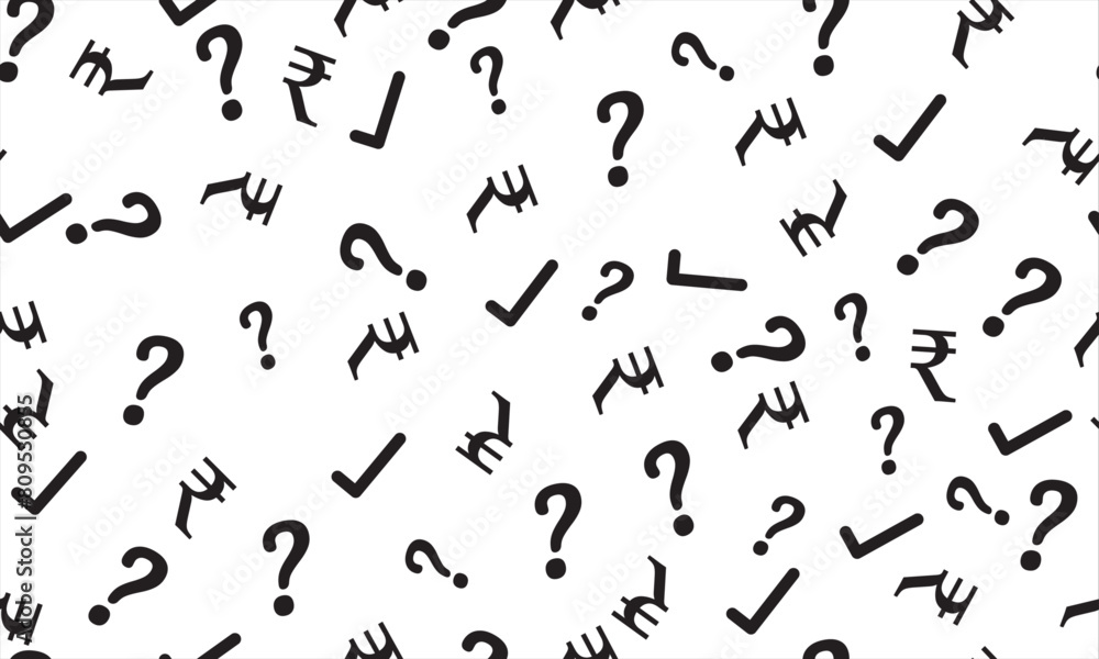 seamless question mark,right and indian currency symbol pattern on transparent background seamless question mark,right and indian currency symbol pattern on transparent background
