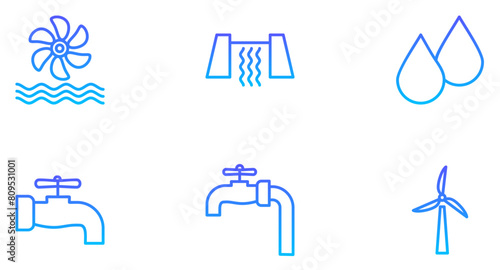 Energy Line Gradient Icon pictogram symbol visual illustration Set
