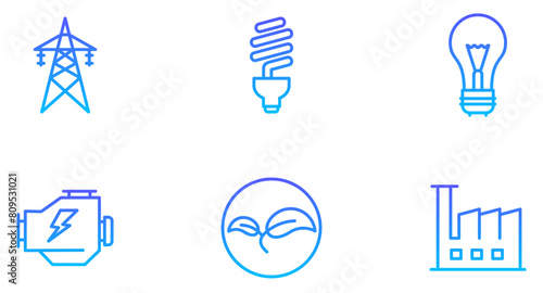 Energy Line Gradient Icon pictogram symbol visual illustration Set