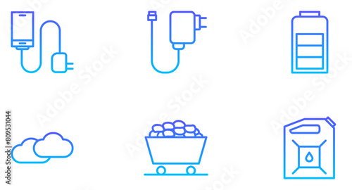 Energy Line Gradient Icon pictogram symbol visual illustration Set