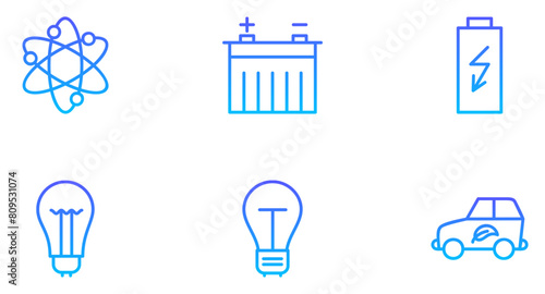 Energy Line Gradient Icon pictogram symbol visual illustration Set