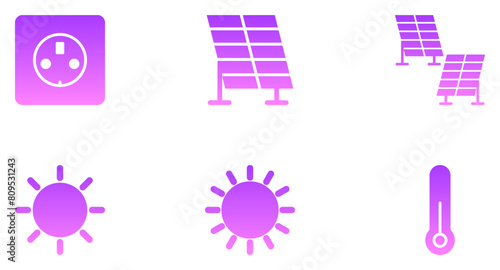 Energy Glyph Gradient Icon pictogram symbol visual illustration Set