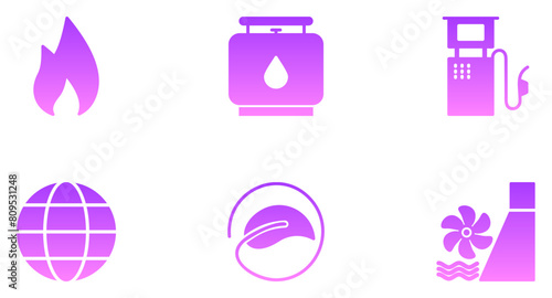 Energy Glyph Gradient Icon pictogram symbol visual illustration Set