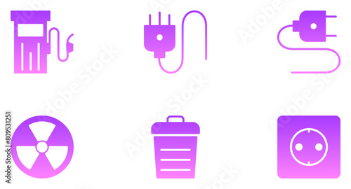 Energy Glyph Gradient Icon pictogram symbol visual illustration Set