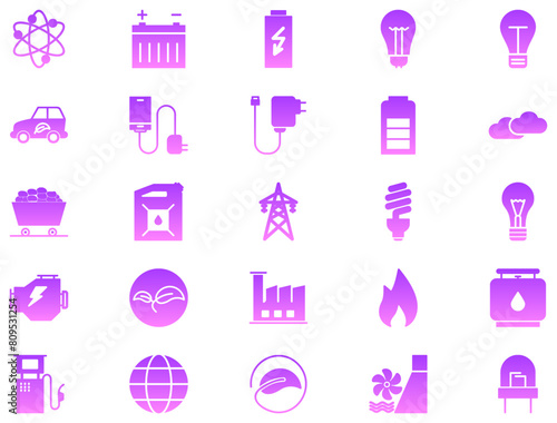 Energy Glyph Gradient Icon pictogram symbol visual illustration Set