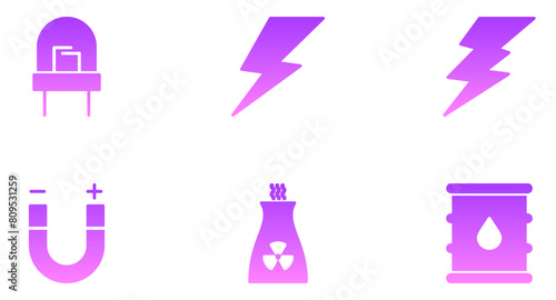 Energy Glyph Gradient Icon pictogram symbol visual illustration Set