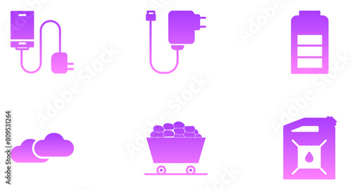 Energy Glyph Gradient Icon pictogram symbol visual illustration Set