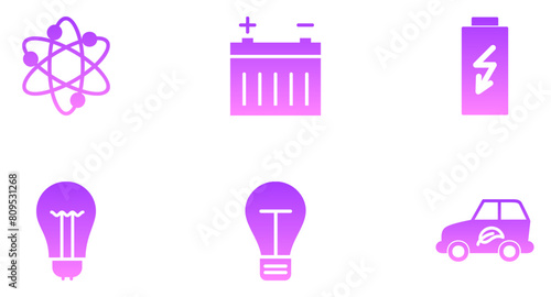 Energy Glyph Gradient Icon pictogram symbol visual illustration Set