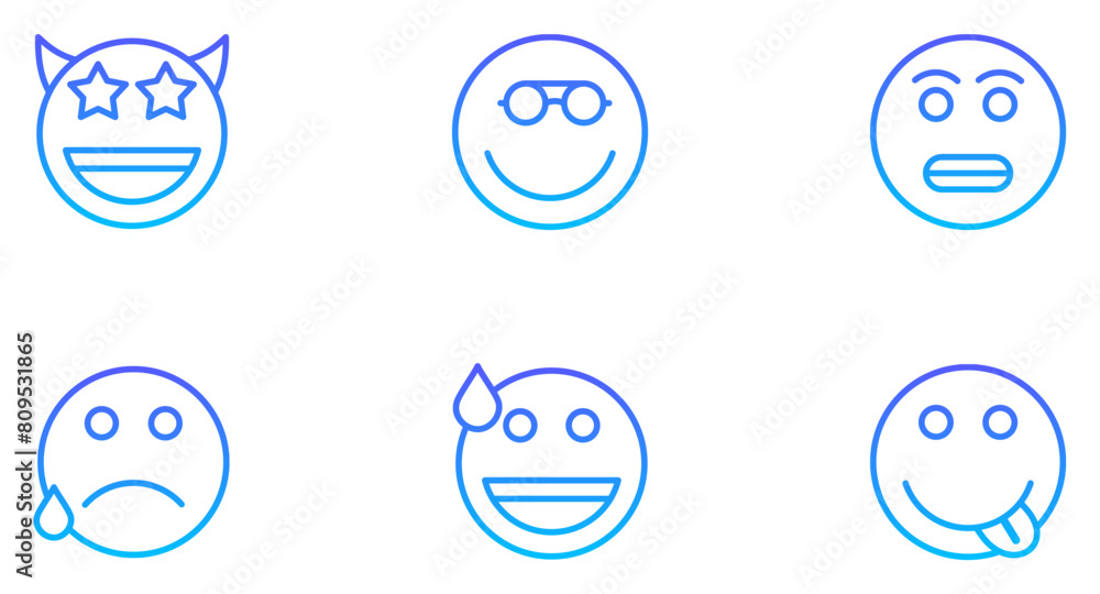 Smiley Face Emoji Smiley Line Gradient Icon pictogram symbol visual ...