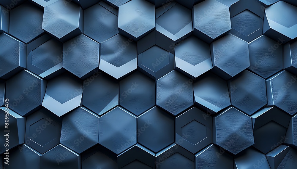 3d rendering of abstract metallic background with hexagons in blue color 3d rendering of abstract metallic background with hexagons in blue color