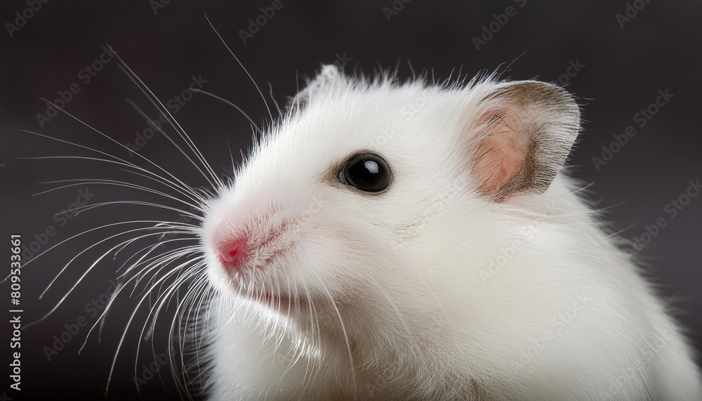hamster close up head on black background