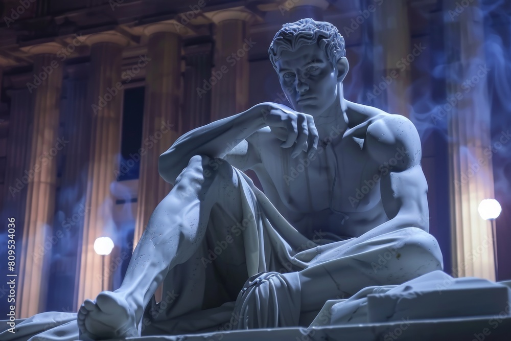 Fototapeta premium Abstract classic stoic ancient greek, roman sculpture. Portraying a style of historical stoicism with a cultural expression.