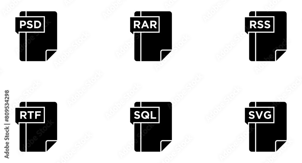 File Formats Glyph Icon pictogram symbol visual illustration Set File Formats Glyph Icon pictogram symbol visual illustration Set
