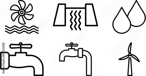 Energy Lin Icon pictogram symbol visual illustration Set