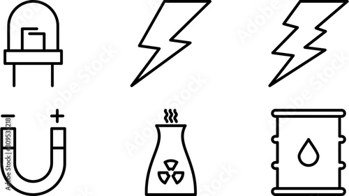 Energy Lin Icon pictogram symbol visual illustration Set