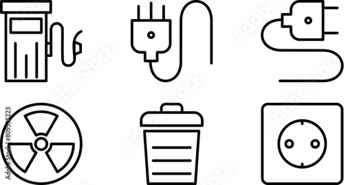 Energy Lin Icon pictogram symbol visual illustration Set