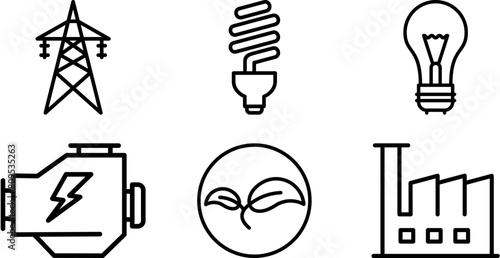 Energy Lin Icon pictogram symbol visual illustration Set