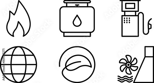Energy Lin Icon pictogram symbol visual illustration Set