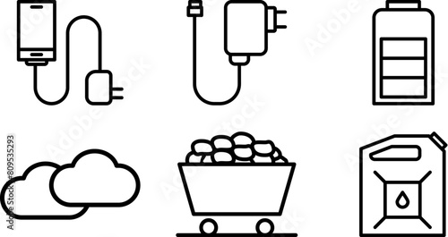 Energy Lin Icon pictogram symbol visual illustration Set