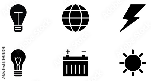 Energy Glyph Icon pictogram symbol visual illustration Set